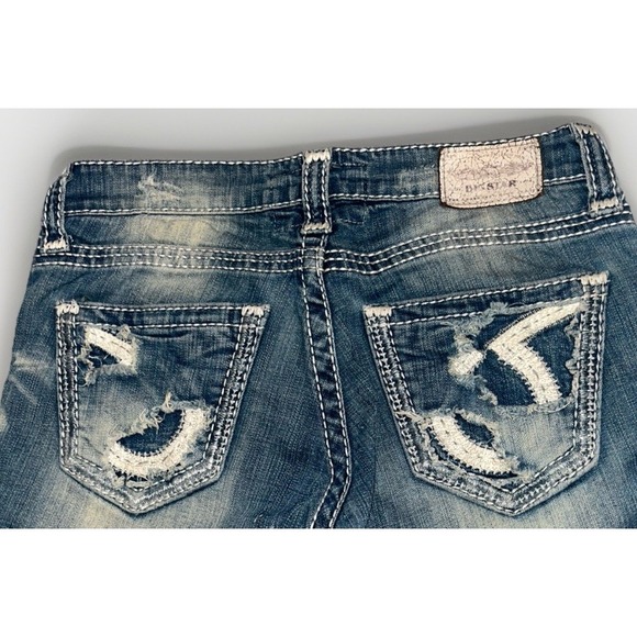 Big Star Liv Slim Bootcut Jeans Women's 27R Whiskered Vintage Denim Blue - Picture 3 of 16